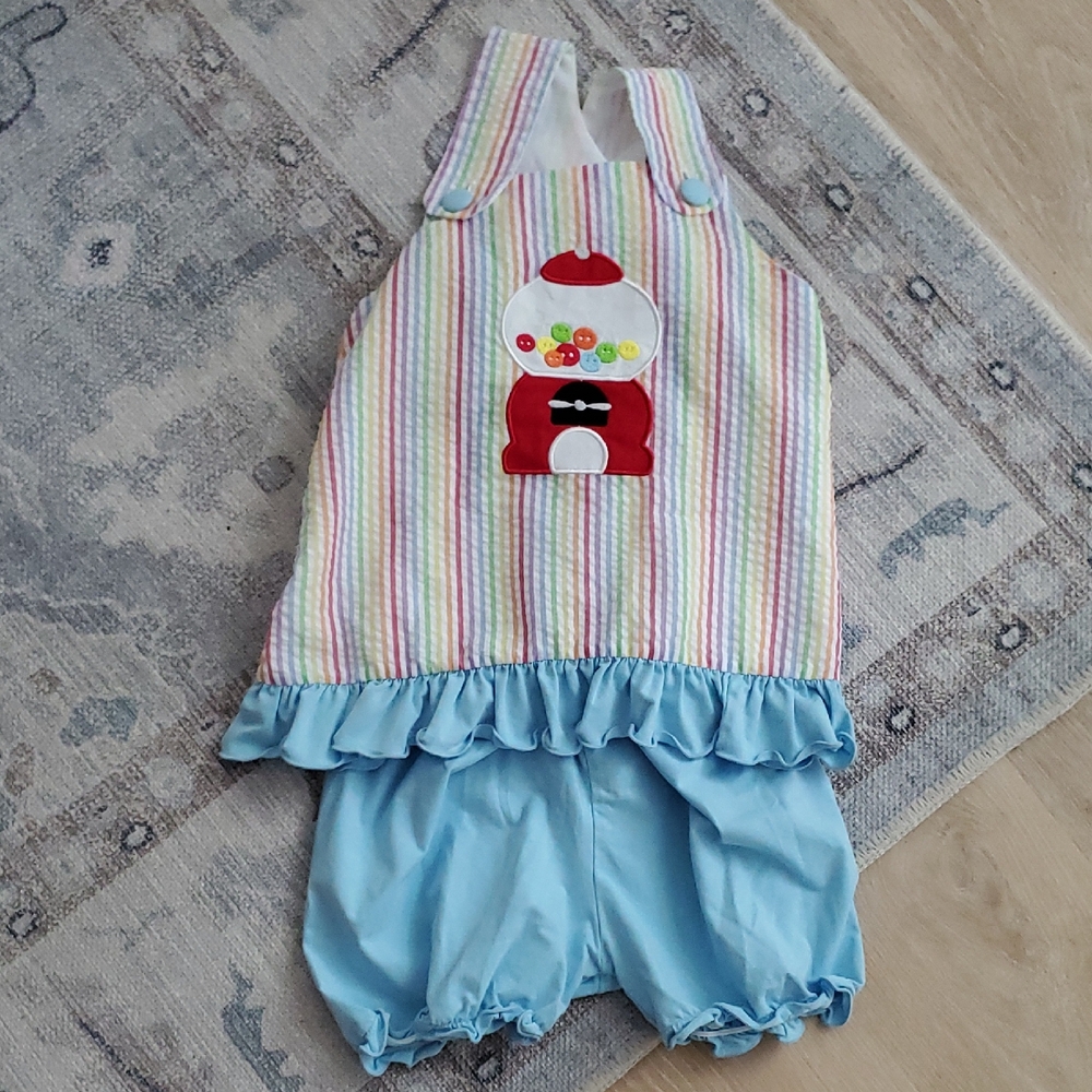 Busy Bees Smocks Girls Gumball Seersucker Swingback Outfit Sz6